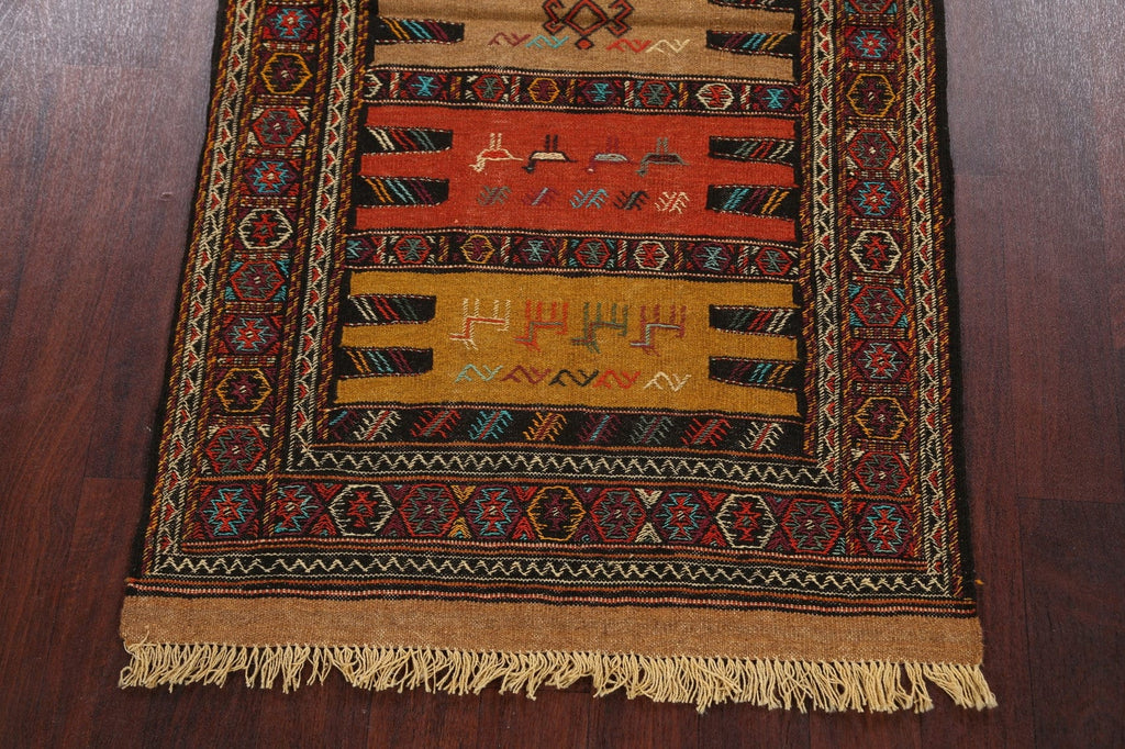 Tribal Sumak Kilim Hand-Woven Persian Area Rug 3x6