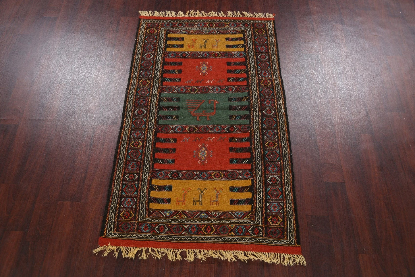 Tribal Sumak Kilim Hand-Woven Persian Area Rug 4x6