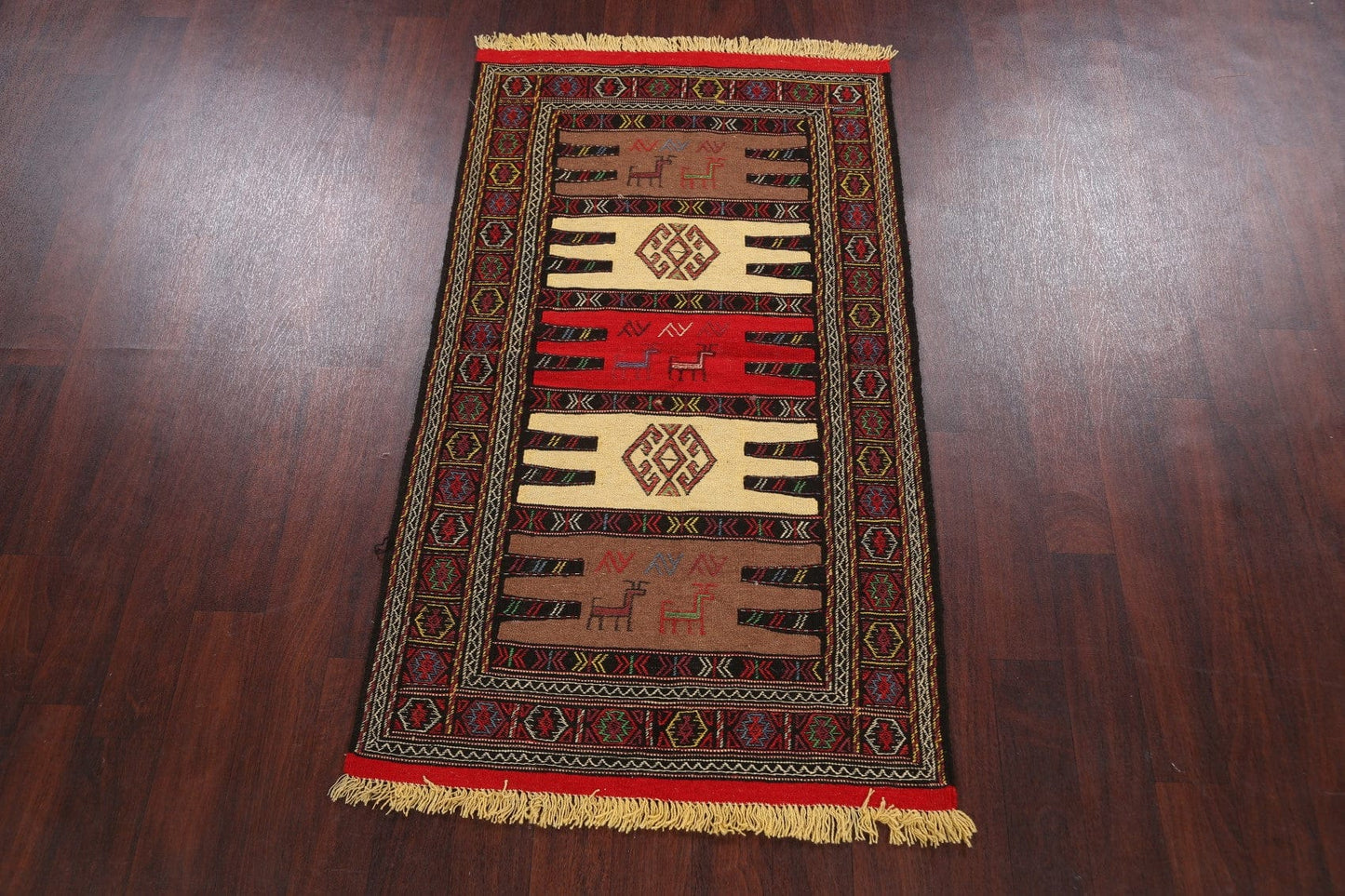 Tribal Sumak Kilim Hand-Woven Persian Area Rug 3x6