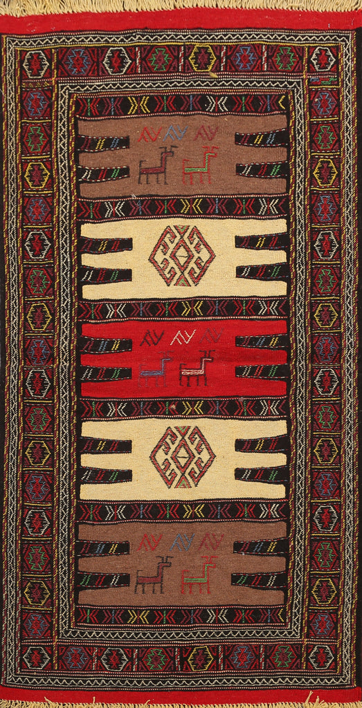 Tribal Sumak Kilim Hand-Woven Persian Area Rug 3x6