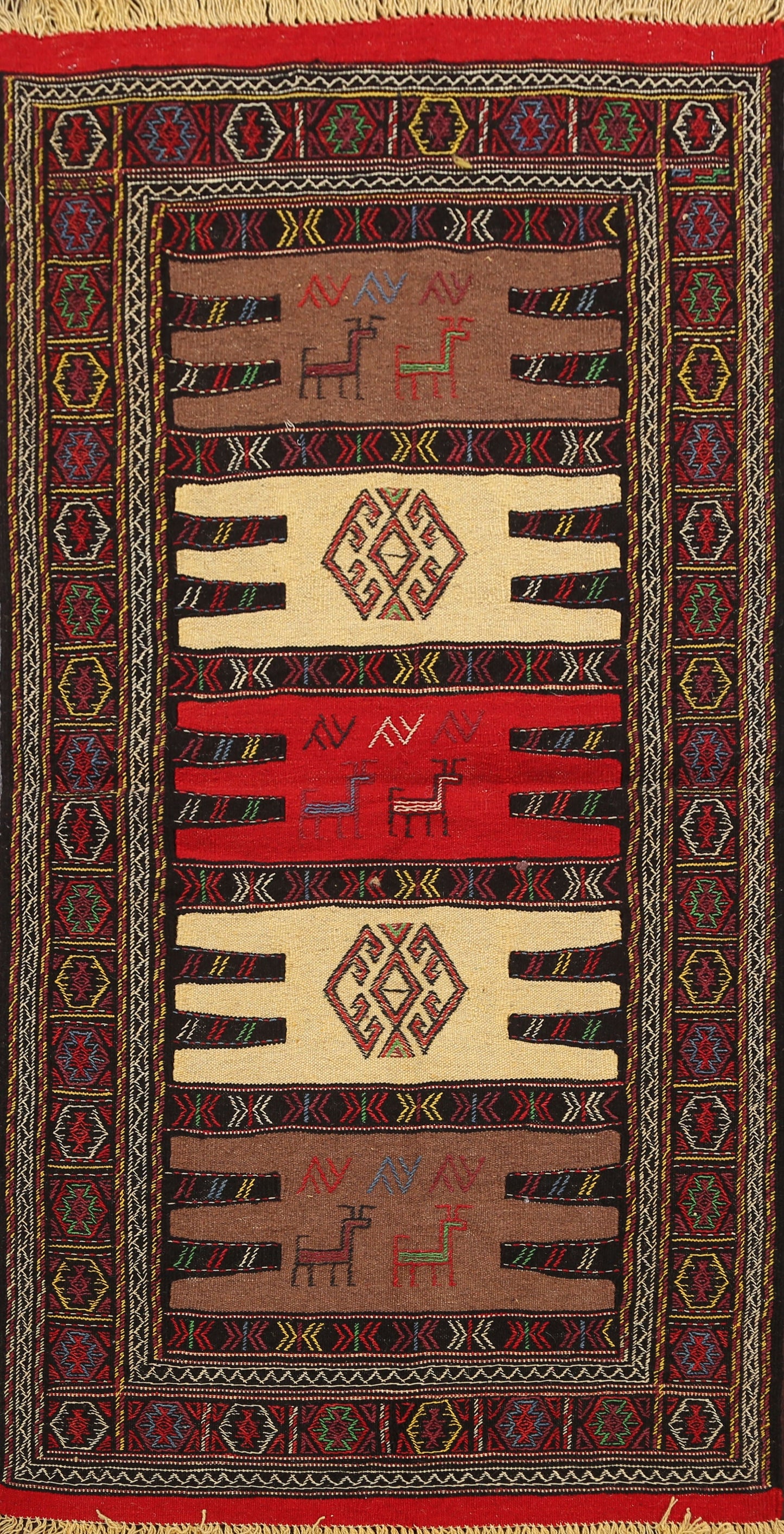 Tribal Sumak Kilim Hand-Woven Persian Area Rug 3x6