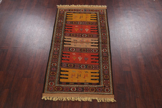 Tribal Sumak Kilim Hand-Woven Persian Area Rug 3x6