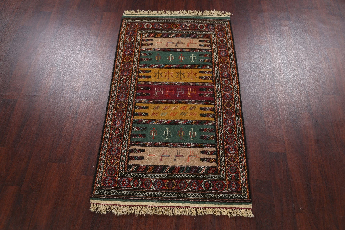 Tribal Sumak Kilim Hand-Woven Persian Area Rug 3x6