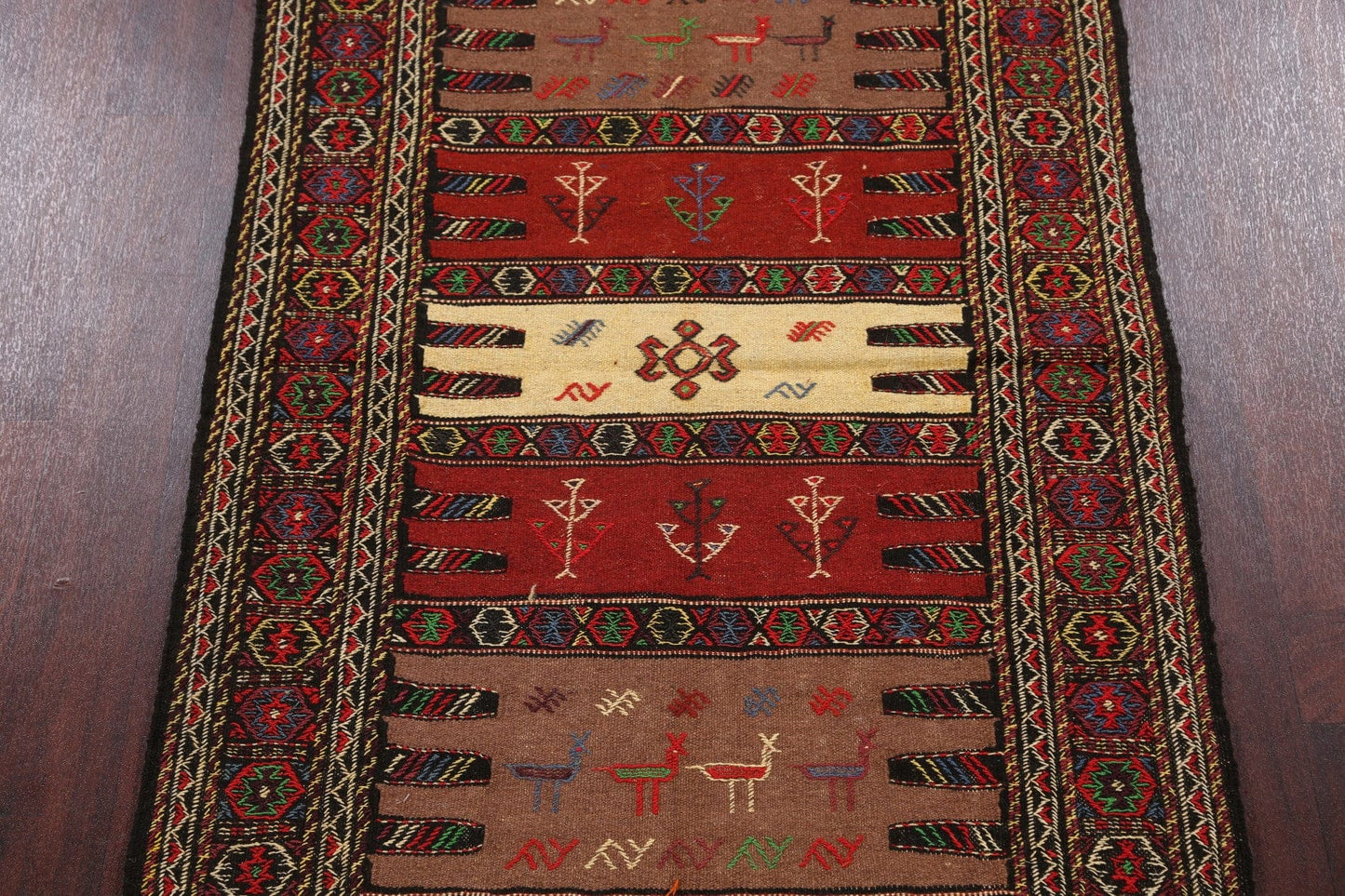 Tribal Sumak Kilim Hand-Woven Persian Area Rug 3x6