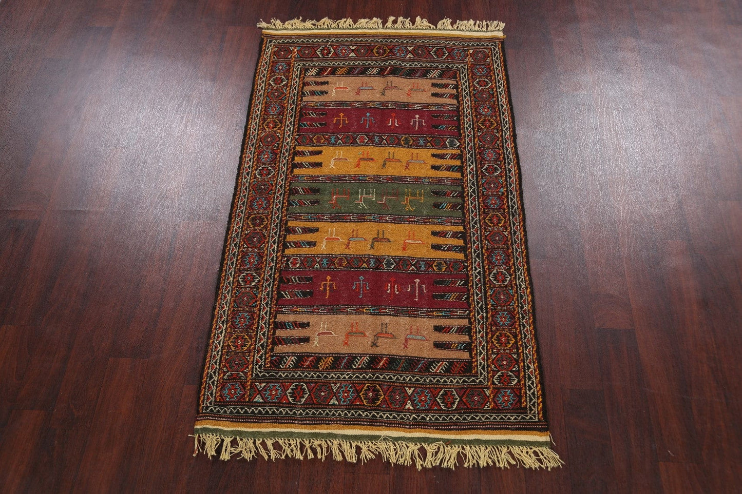 Tribal Sumak Kilim Hand-Woven Persian Area Rug 3x6