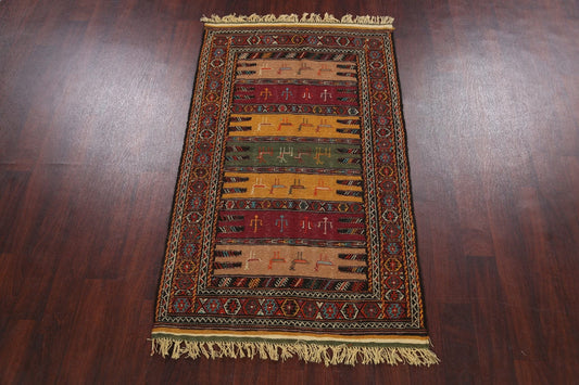 Tribal Sumak Kilim Hand-Woven Persian Area Rug 3x6