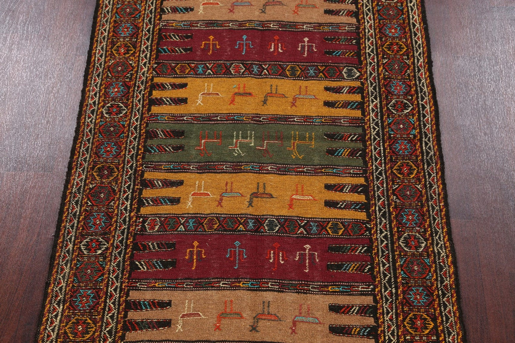 Tribal Sumak Kilim Hand-Woven Persian Area Rug 3x6