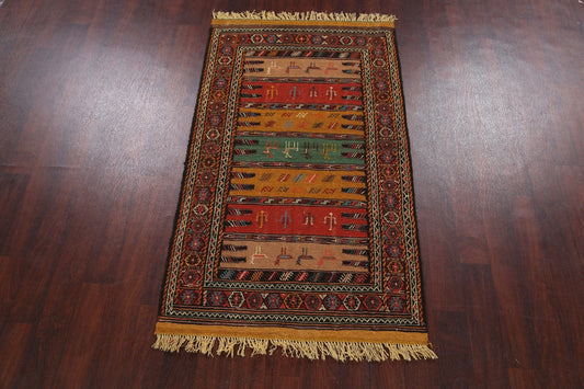 Tribal Sumak Kilim Hand-Woven Persian Area Rug 3x6