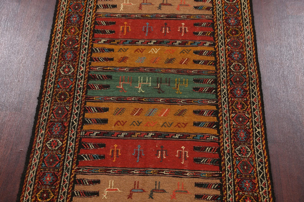 Tribal Sumak Kilim Hand-Woven Persian Area Rug 3x6