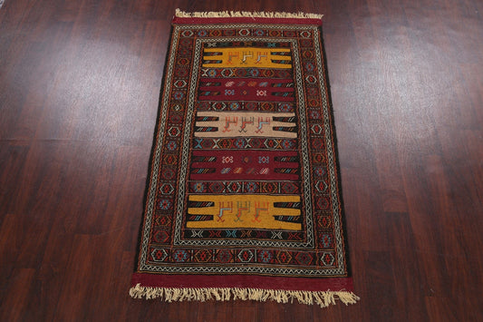 Tribal Sumak Kilim Hand-Woven Persian Area Rug 3x6