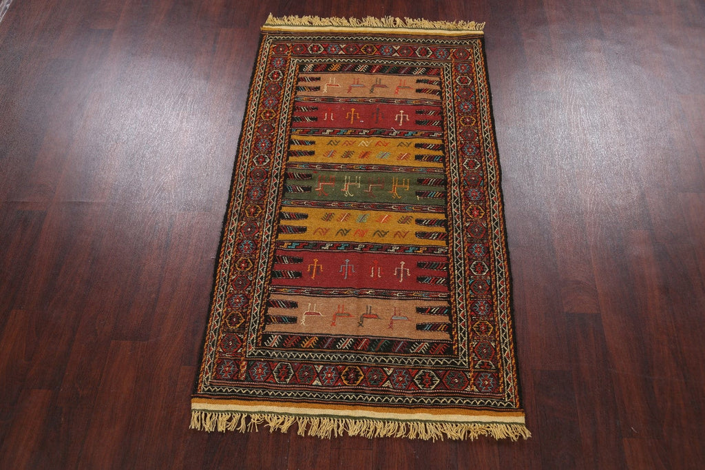 Tribal Sumak Kilim Hand-Woven Persian Area Rug 3x6