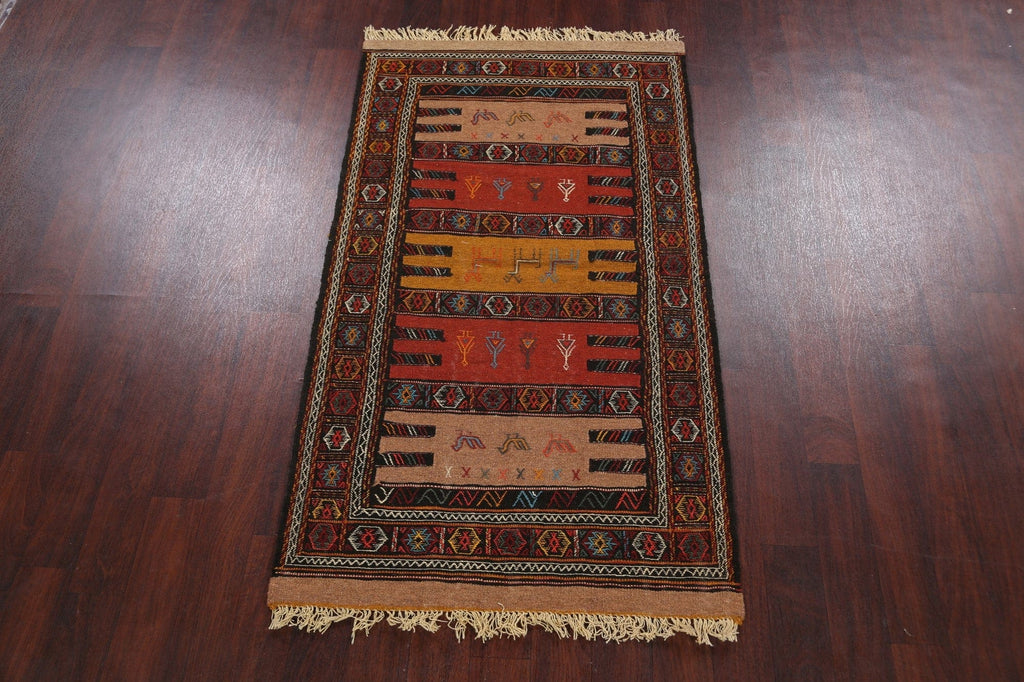 Tribal Sumak Kilim Hand-Woven Persian Area Rug 3x6