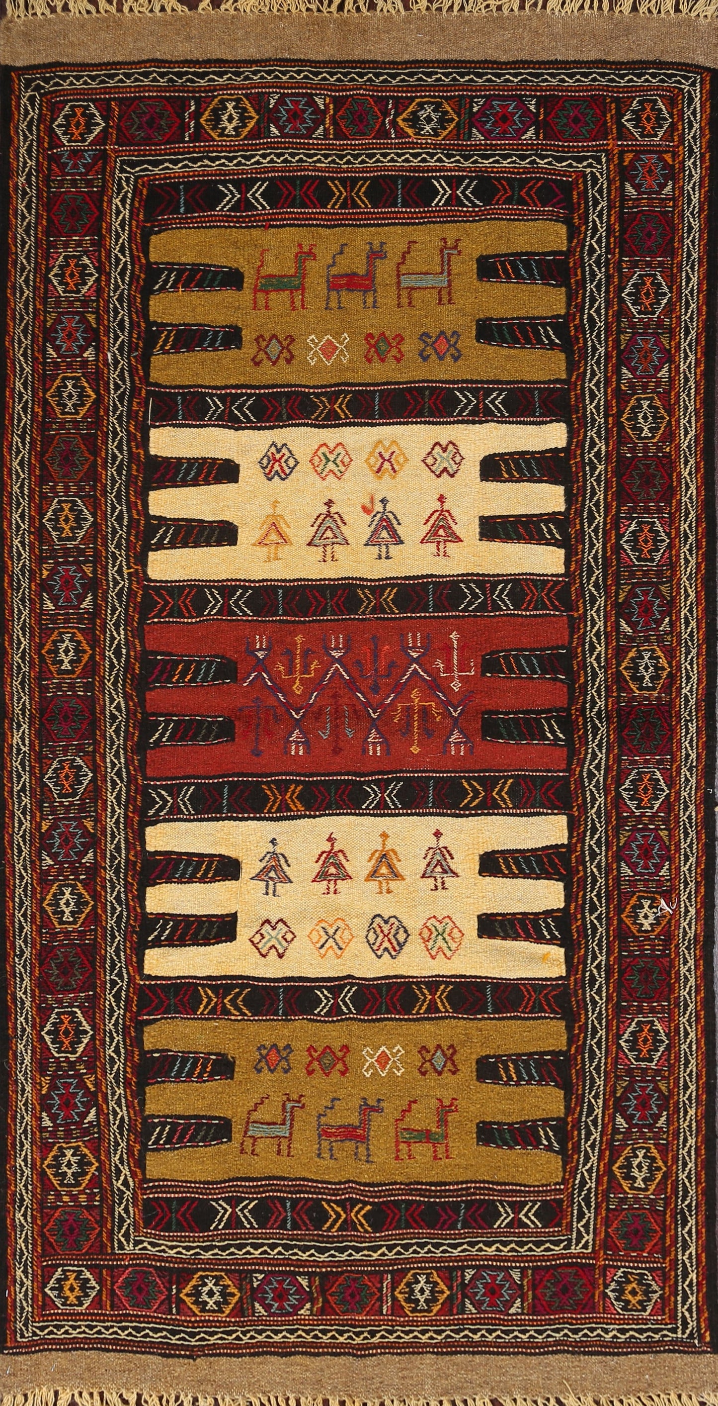 Tribal Sumak Kilim Hand-Woven Persian Area Rug 3x6