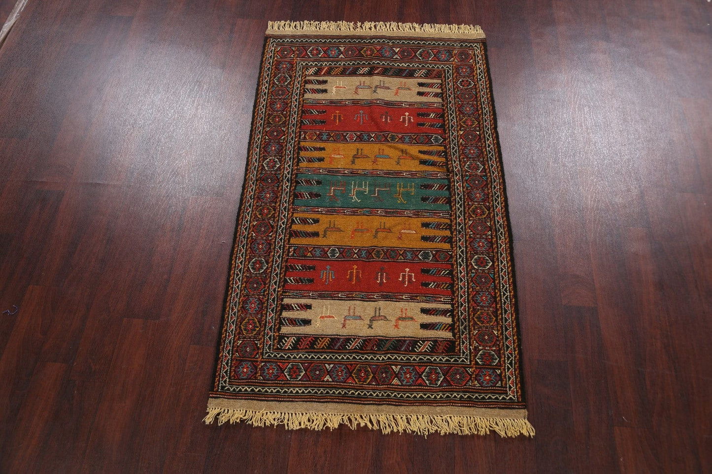 Tribal Sumak Kilim Hand-Woven Persian Area Rug 3x6