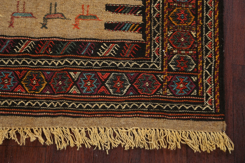 Tribal Sumak Kilim Hand-Woven Persian Area Rug 3x6