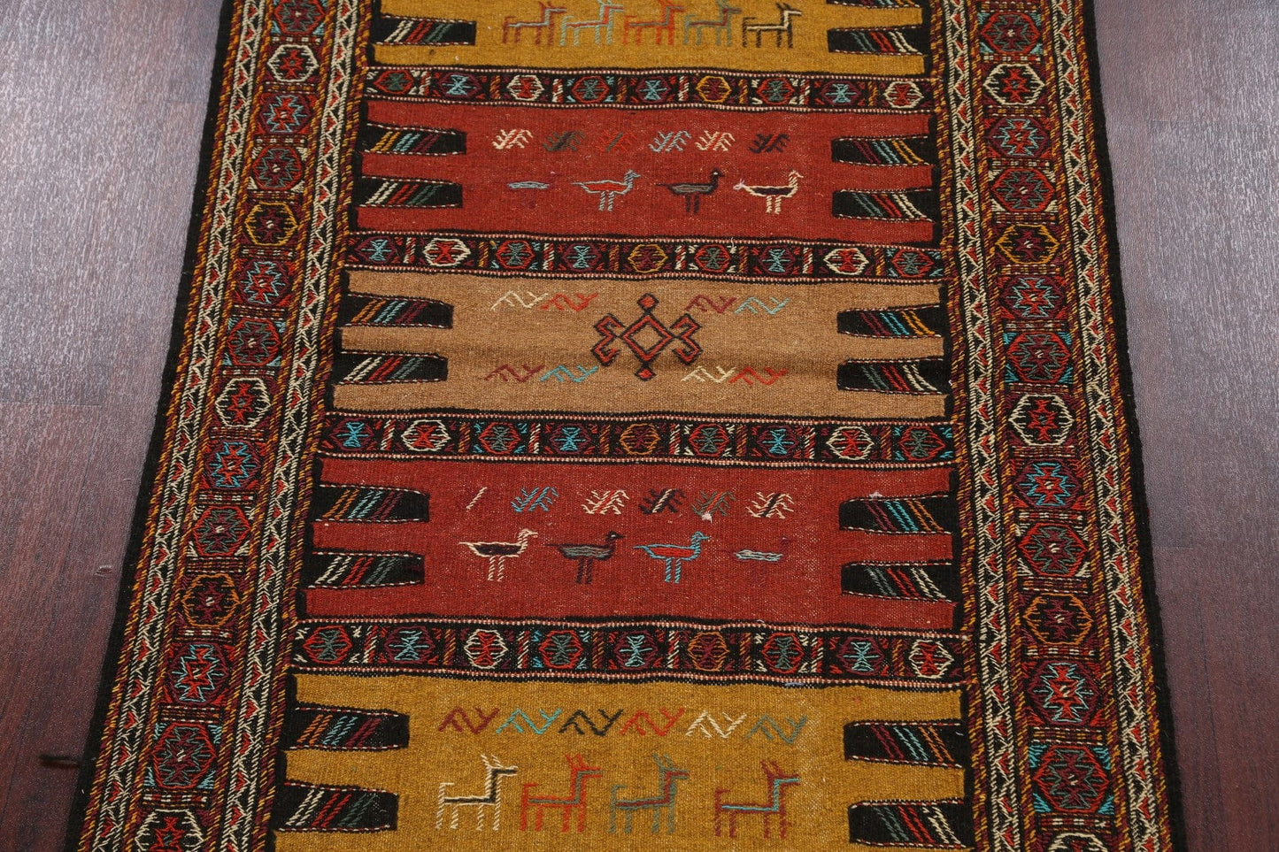 Tribal Sumak Kilim Hand-Woven Persian Area Rug 3x6