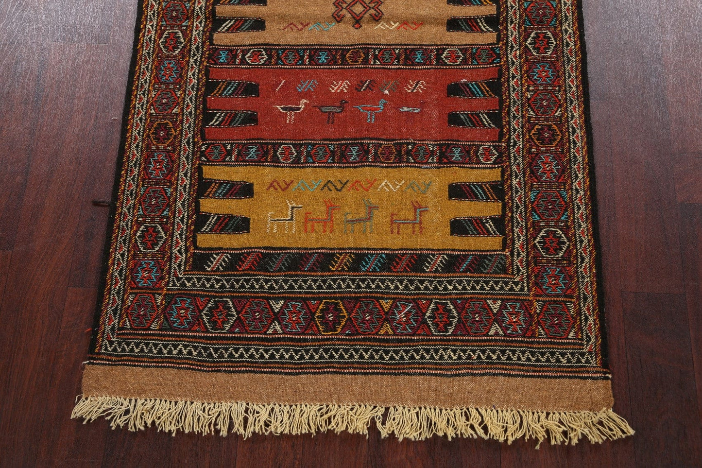 Tribal Sumak Kilim Hand-Woven Persian Area Rug 3x6