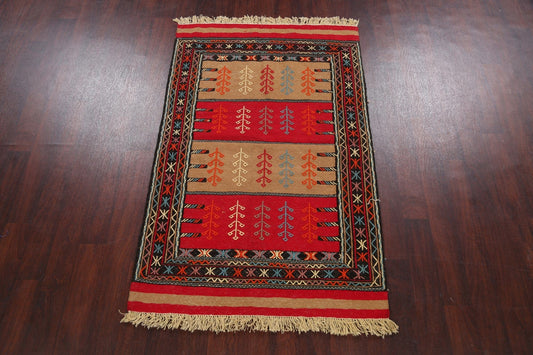 Tribal Sumak Kilim Hand-Woven Persian Area Rug 4x6