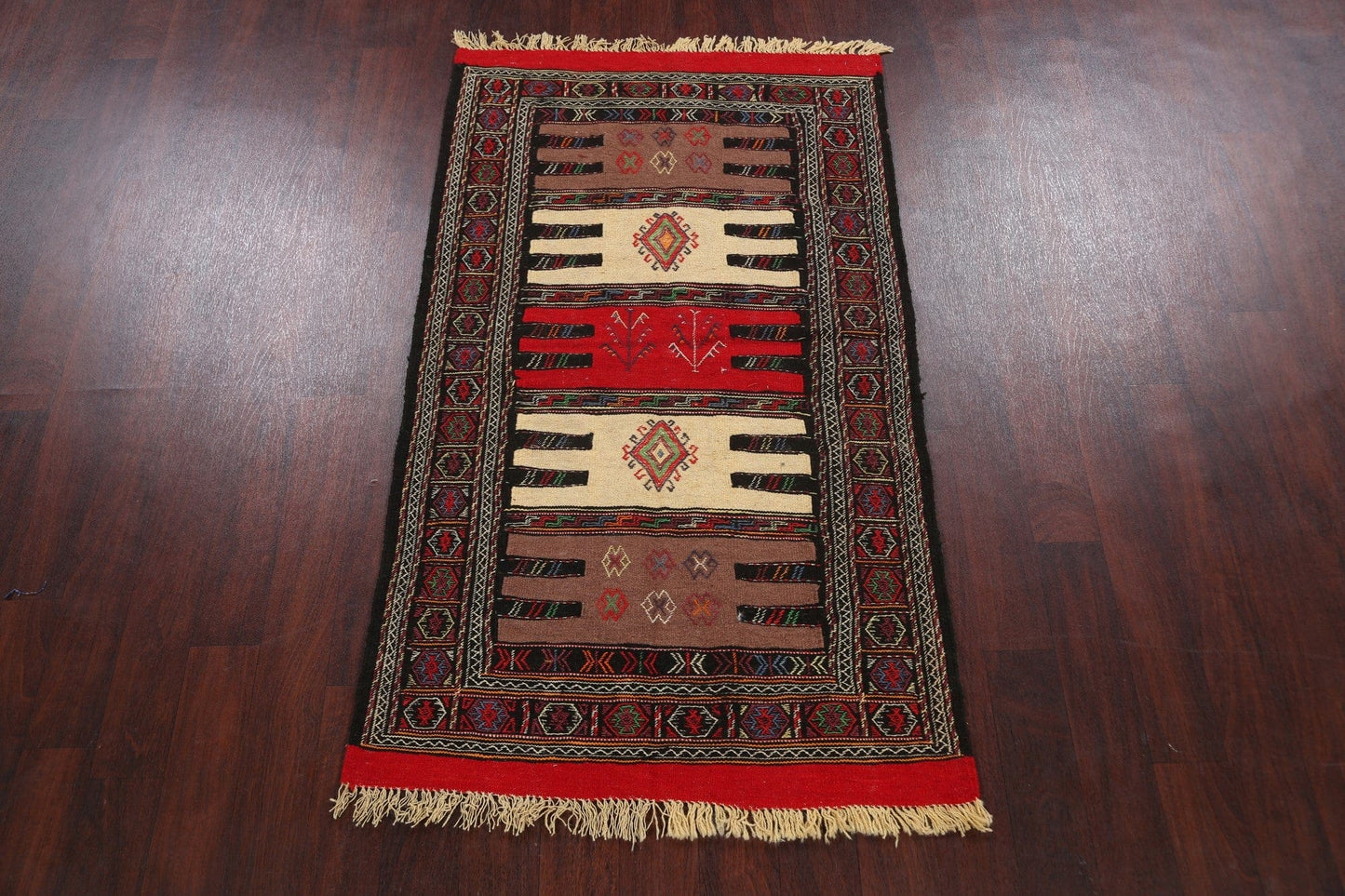 Tribal Sumak Kilim Hand-Woven Persian Area Rug 3x6