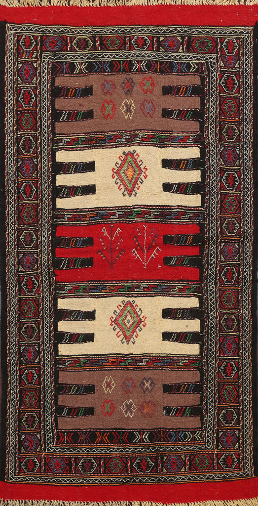 Tribal Sumak Kilim Hand-Woven Persian Area Rug 3x6