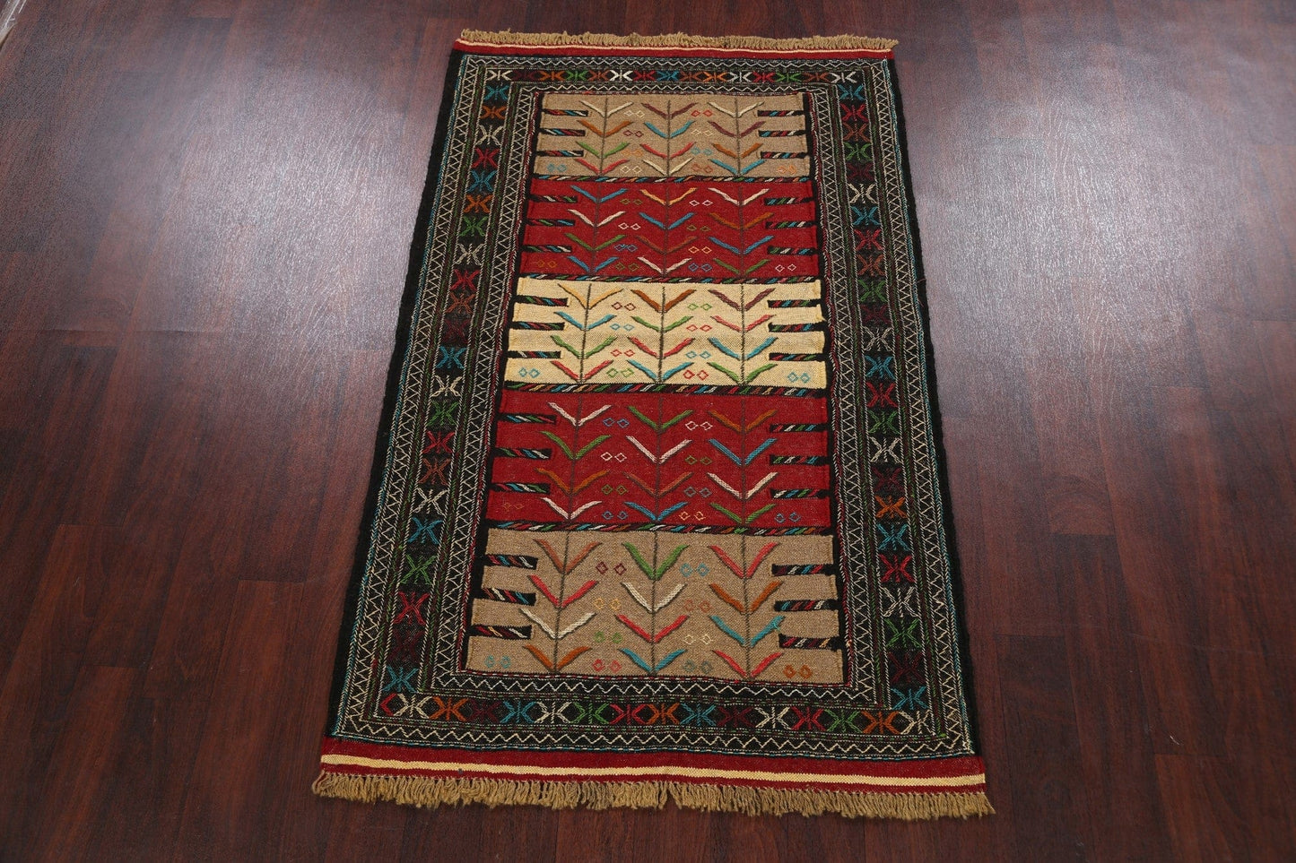 Tribal Sumak Kilim Hand-Woven Persian Area Rug 4x6