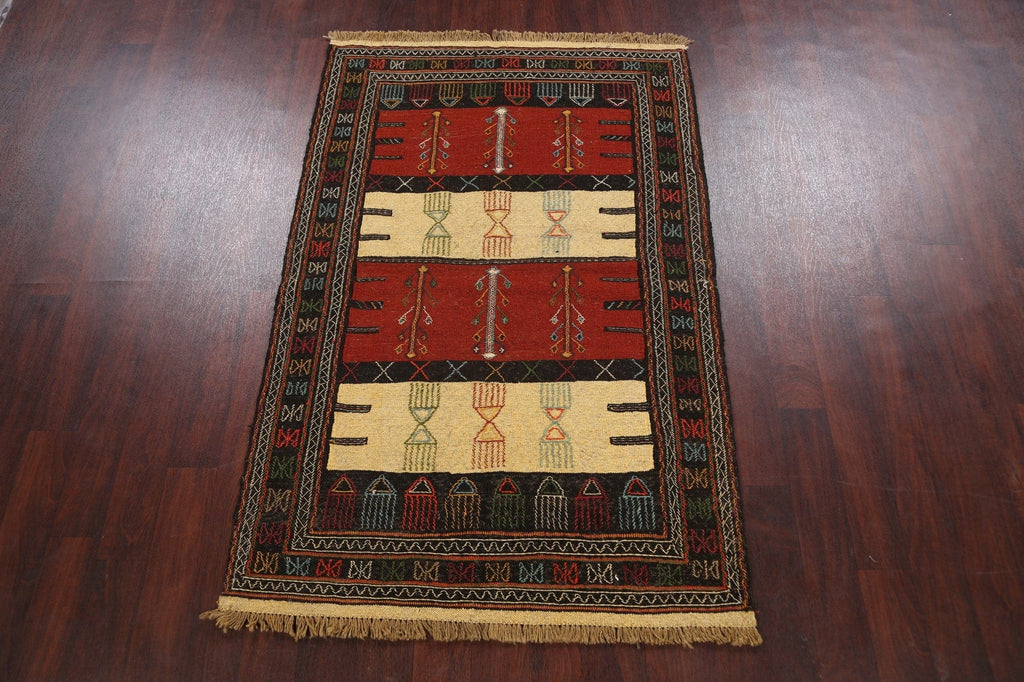 Tribal Sumak Kilim Hand-Woven Persian Area Rug 4x6