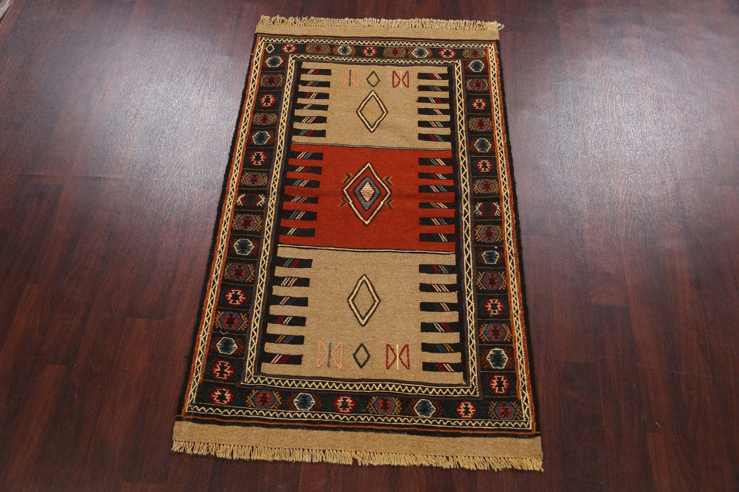 Tribal Sumak Kilim Hand-Woven Persian Area Rug 4x6