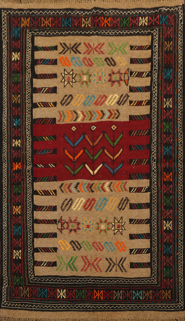 Tribal Sumak Kilim Hand-Woven Persian Area Rug 4x6