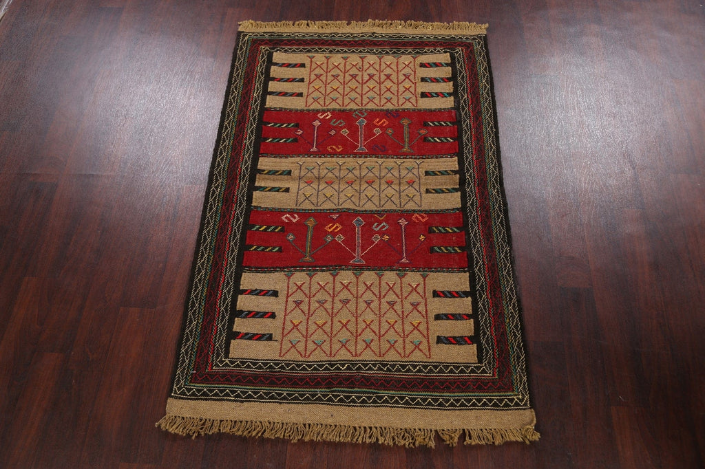 Tribal Sumak Kilim Hand-Woven Persian Area Rug 4x6