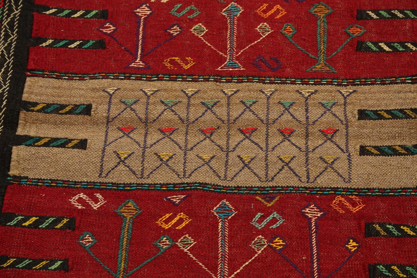 Tribal Sumak Kilim Hand-Woven Persian Area Rug 4x6