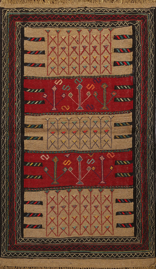 Tribal Sumak Kilim Hand-Woven Persian Area Rug 4x6