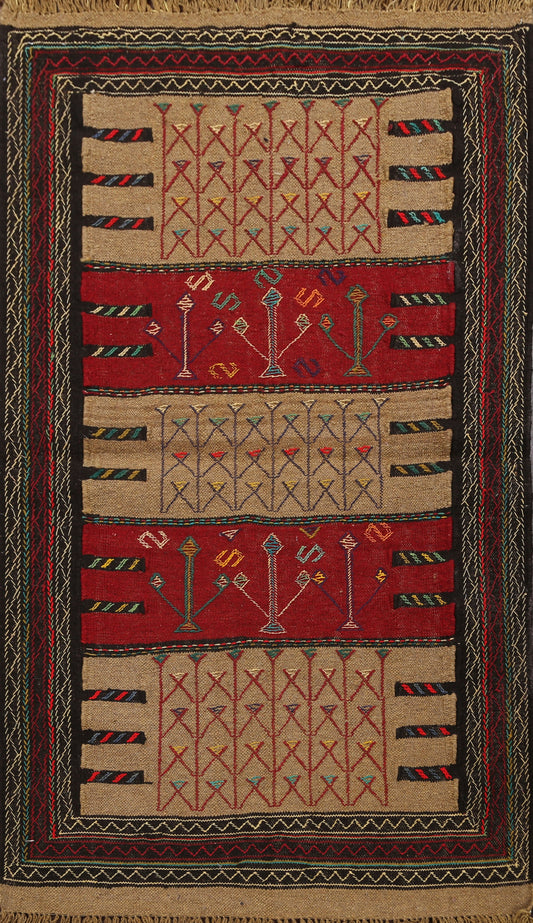 Tribal Sumak Kilim Hand-Woven Persian Area Rug 4x6