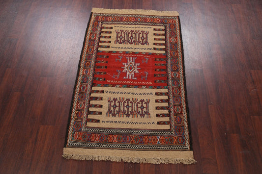 Tribal Sumak Kilim Hand-Woven Persian Area Rug 4x6