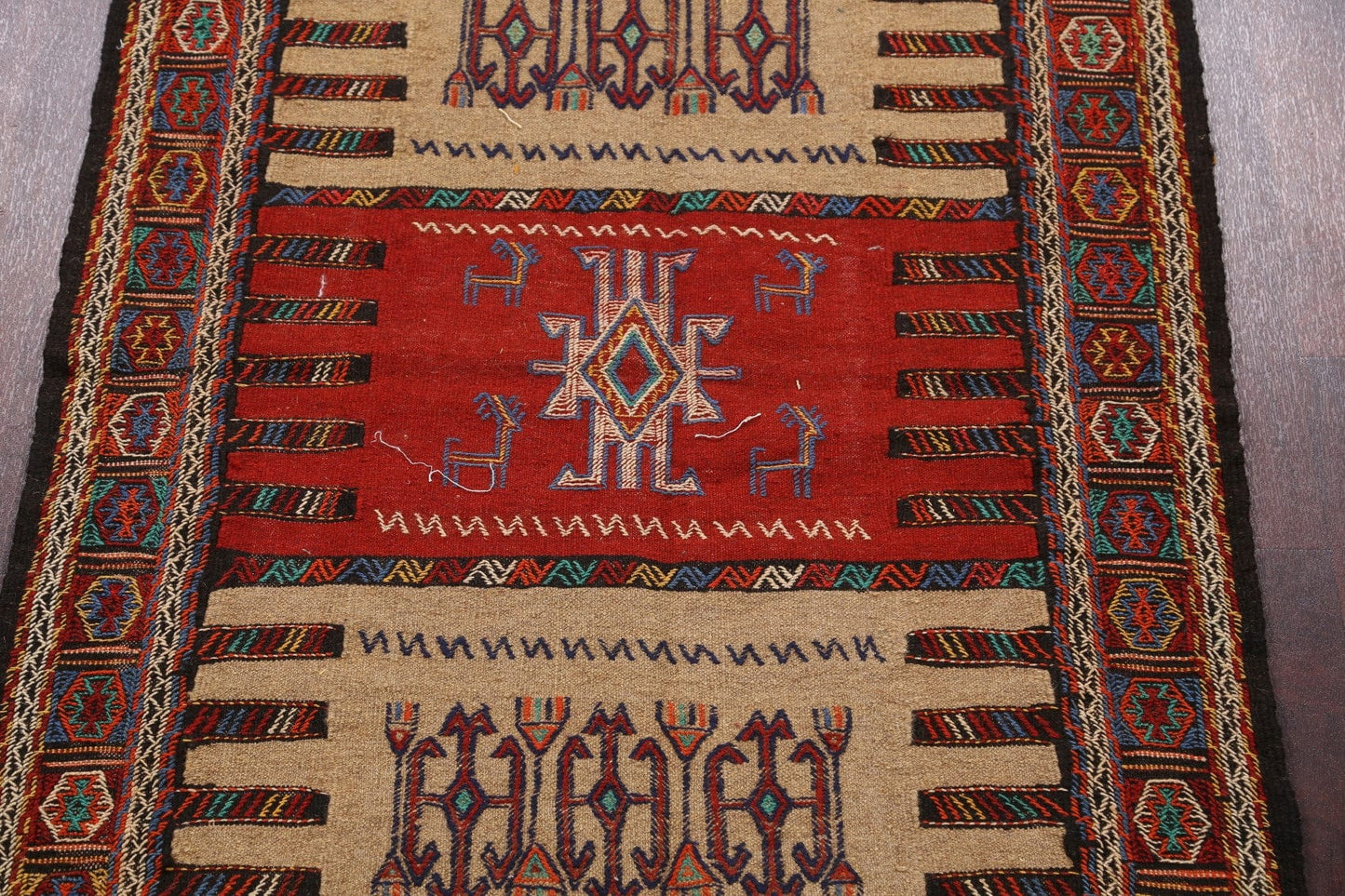 Tribal Sumak Kilim Hand-Woven Persian Area Rug 4x6