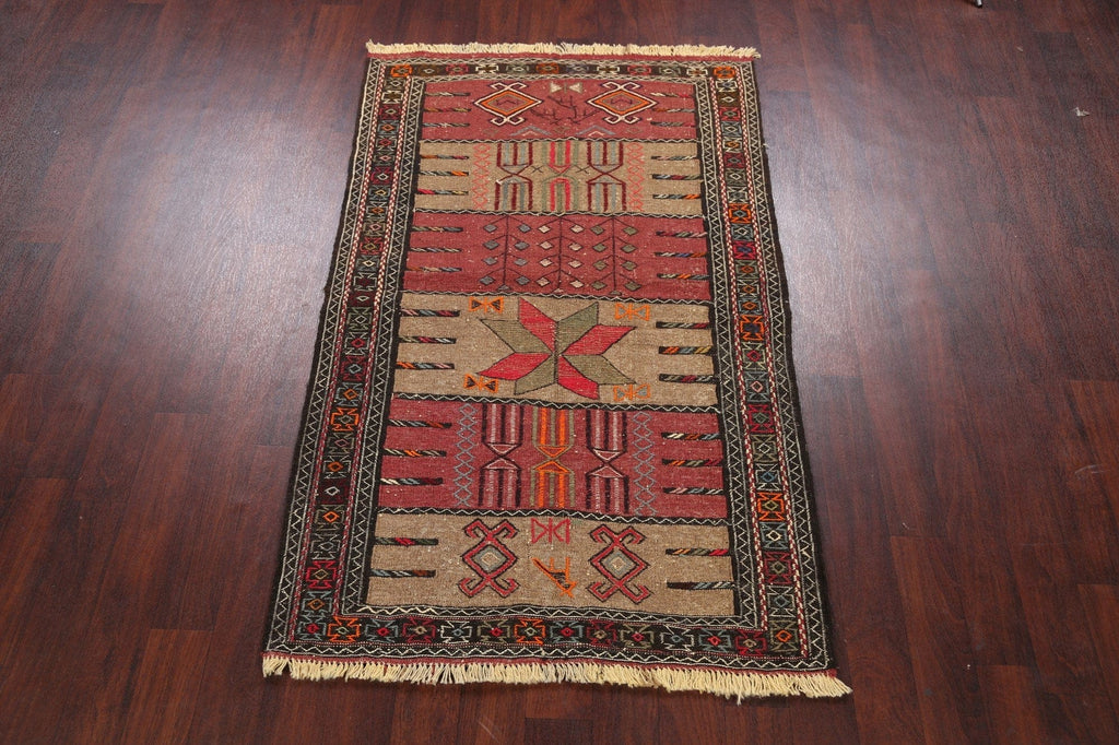 Tribal Sumak Kilim Hand-Woven Persian Area Rug 4x6