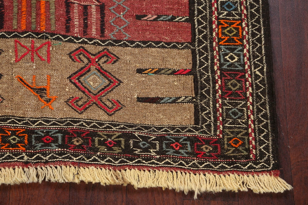 Tribal Sumak Kilim Hand-Woven Persian Area Rug 4x6