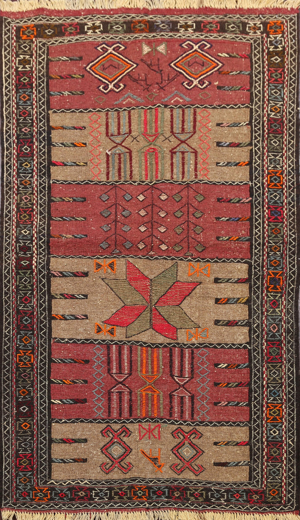 Tribal Sumak Kilim Hand-Woven Persian Area Rug 4x6