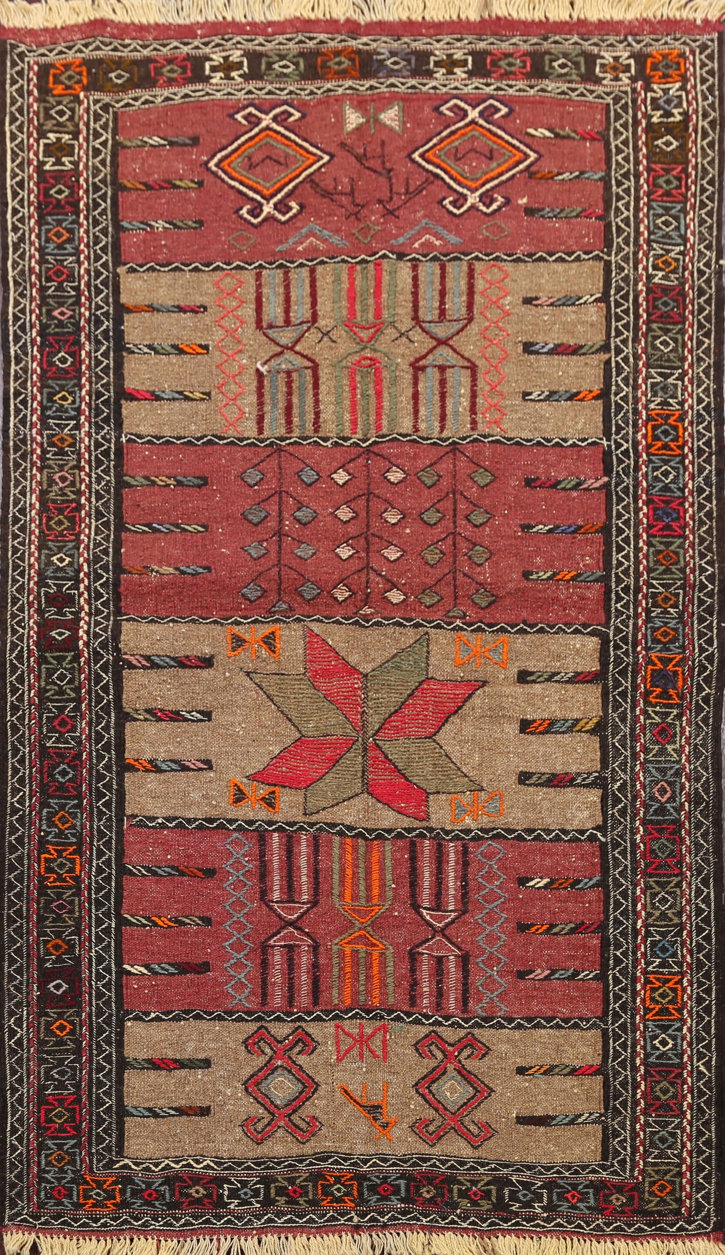 Tribal Sumak Kilim Hand-Woven Persian Area Rug 4x6