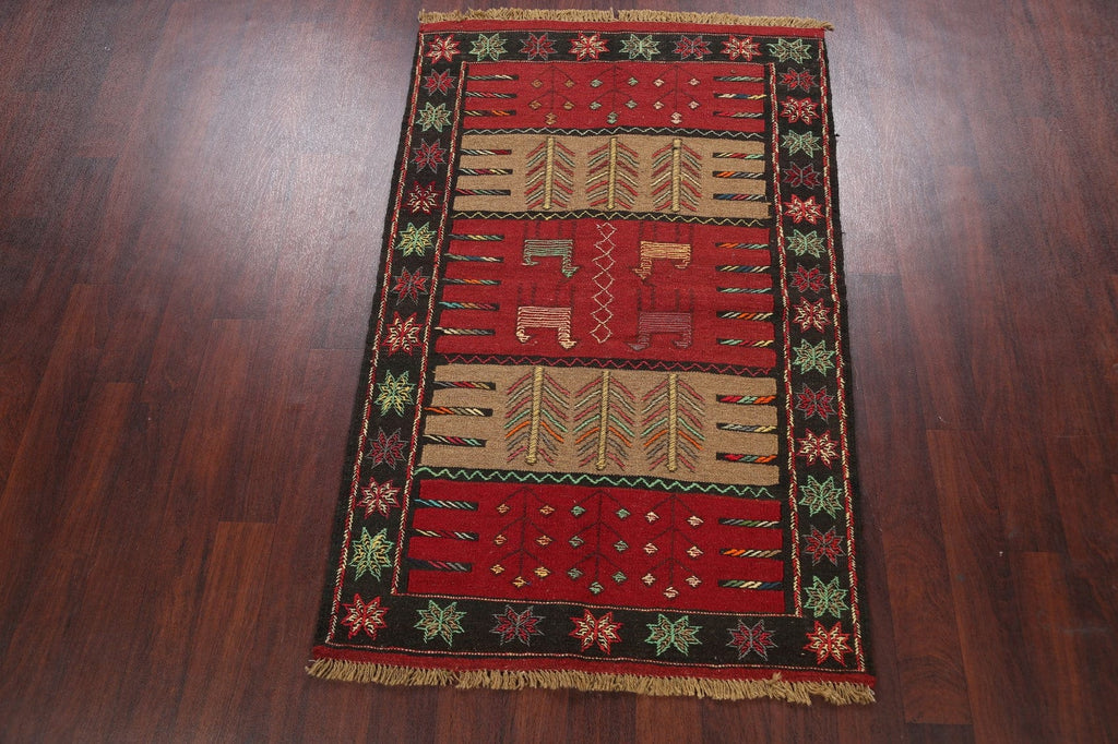 Tribal Sumak Kilim Hand-Woven Persian Area Rug 4x6