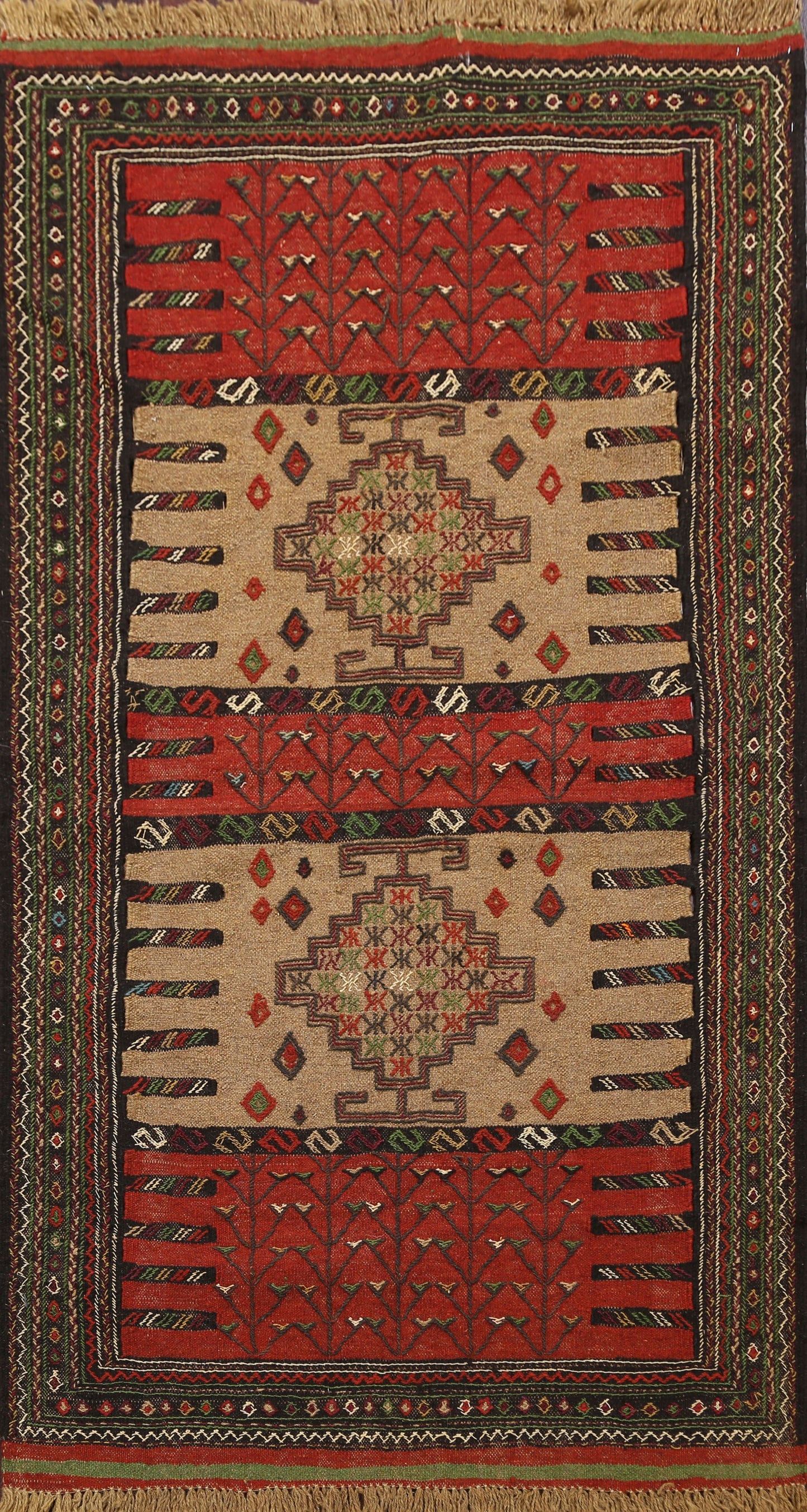 Tribal Sumak Kilim Hand-Woven Persian Area Rug 4x6