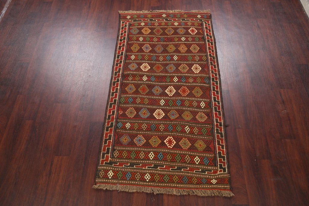 Tribal Sumak Kilim Hand-Woven Persian Area Rug 3x6