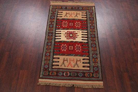 Tribal Sumak Kilim Hand-Woven Persian Area Rug 3x6