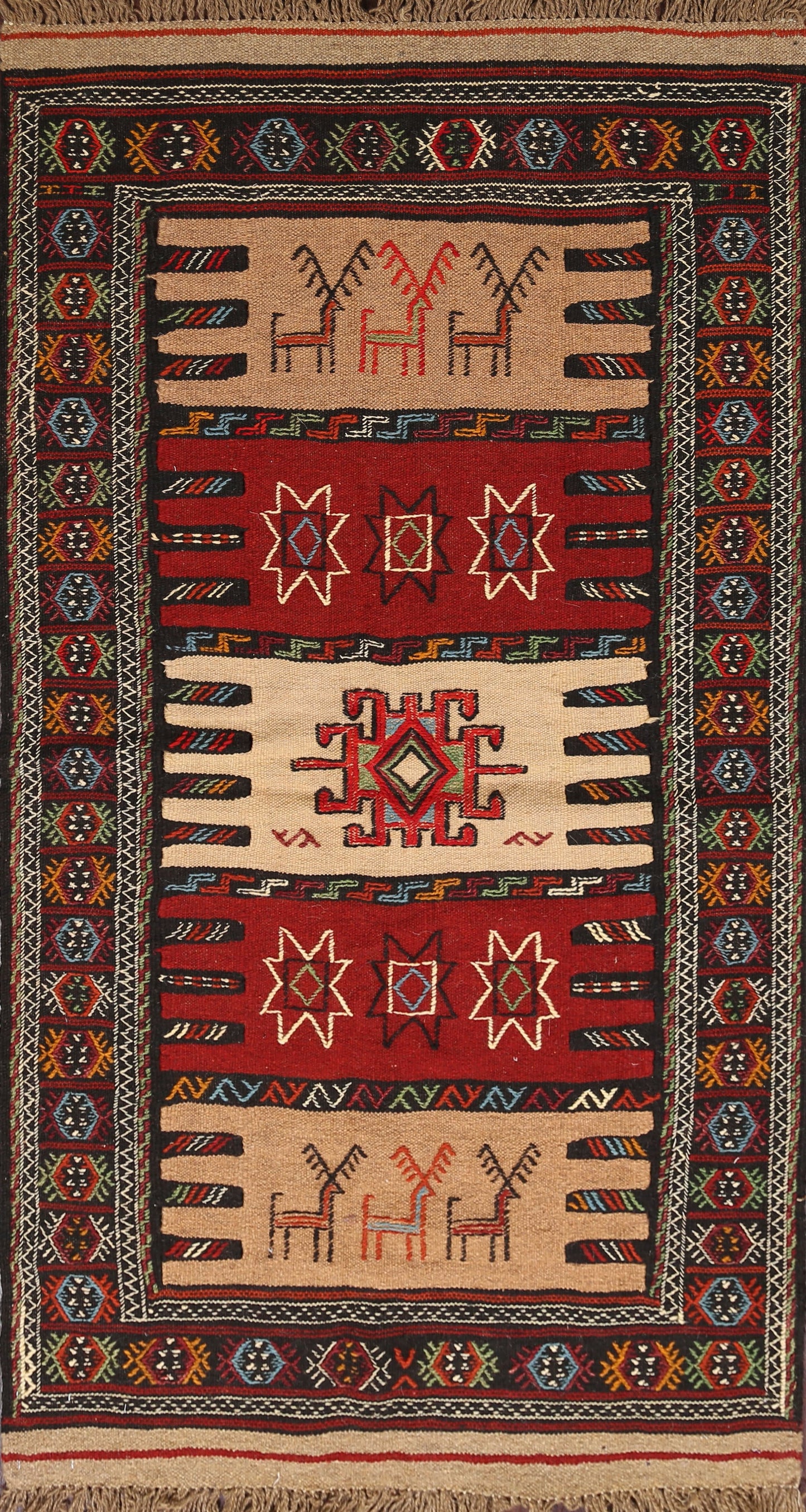 Tribal Sumak Kilim Hand-Woven Persian Area Rug 3x6