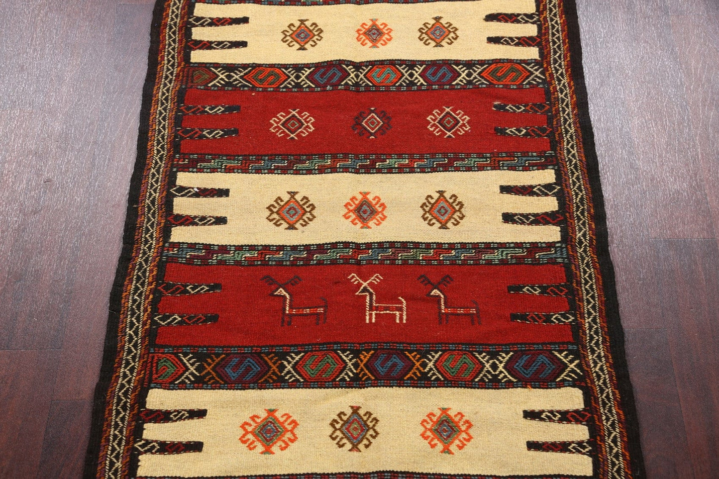 Tribal Sumak Kilim Hand-Woven Persian Area Rug 3x6