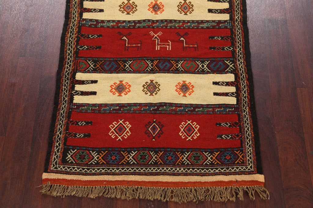 Tribal Sumak Kilim Hand-Woven Persian Area Rug 3x6