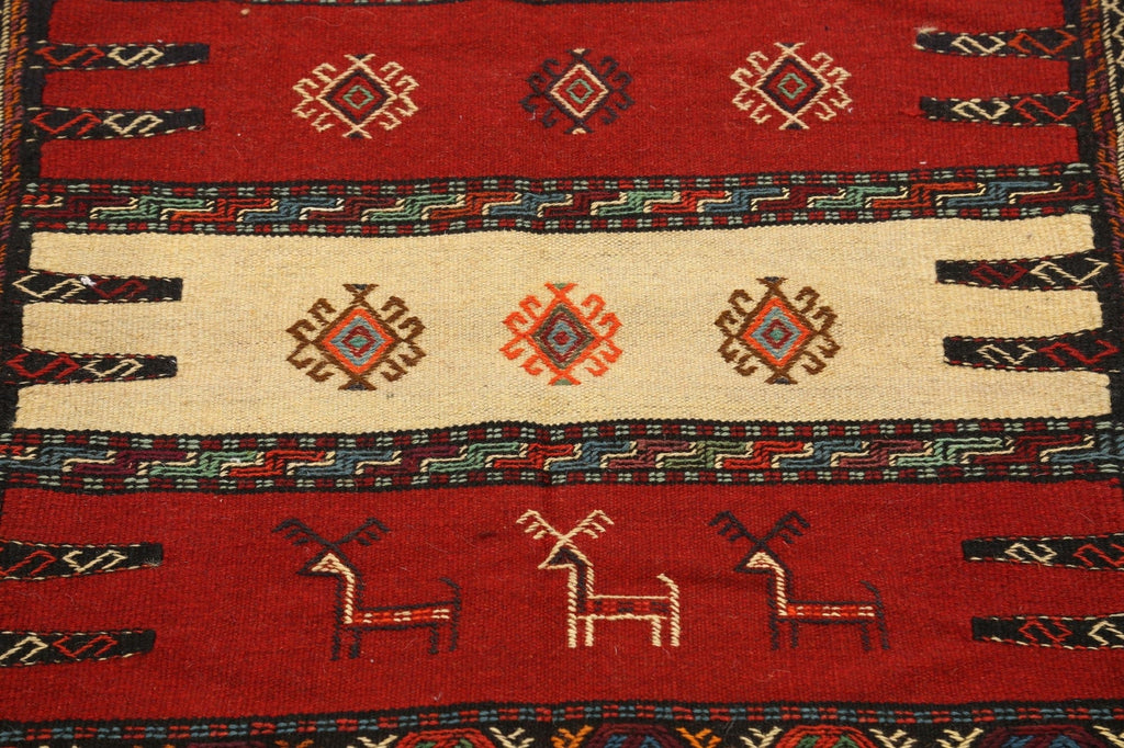 Tribal Sumak Kilim Hand-Woven Persian Area Rug 3x6