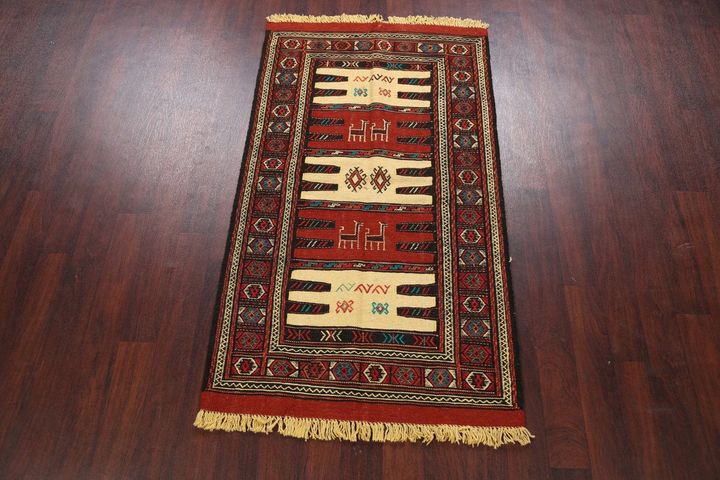 Tribal Sumak Kilim Hand-Woven Persian Area Rug 3x6