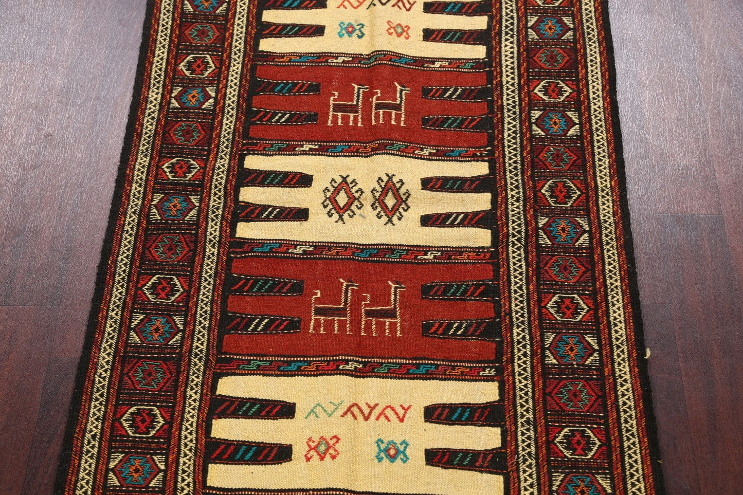 Tribal Sumak Kilim Hand-Woven Persian Area Rug 3x6