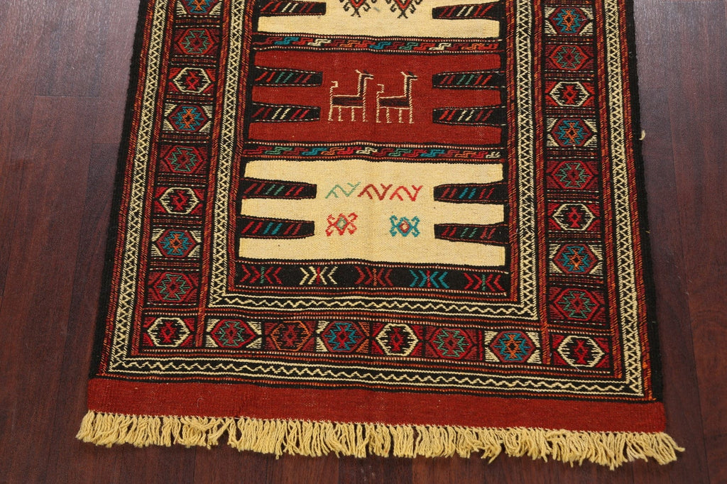 Tribal Sumak Kilim Hand-Woven Persian Area Rug 3x6