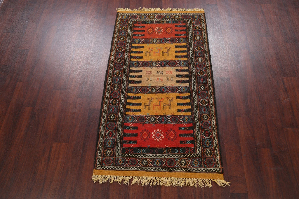 Tribal Sumak Kilim Hand-Woven Persian Area Rug 3x6